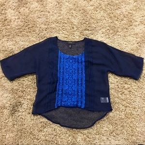 Jessica Simpson Blue Sheer Blouse Top Shirt Cover